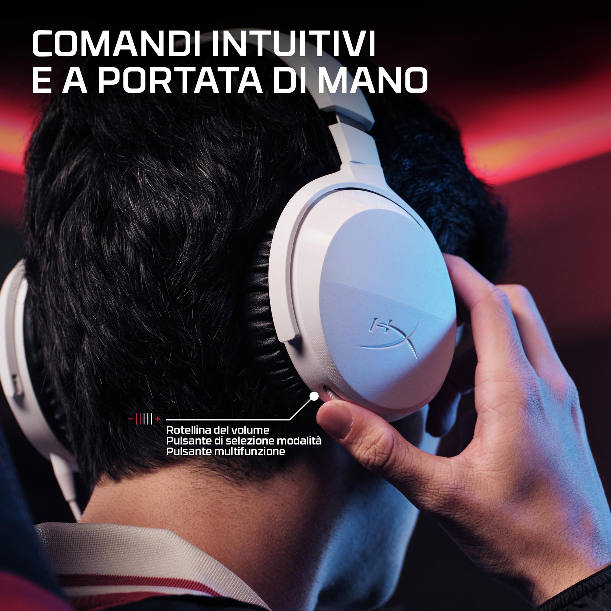 HyperX CloudX Stinger 3 Cuffie Gaming Wireless per PS5, Bianca | Bluetooth 5.2 e 2,4 GHz, fino a 80 ore di autonomia, driver da 50 mm, microfono, bianco