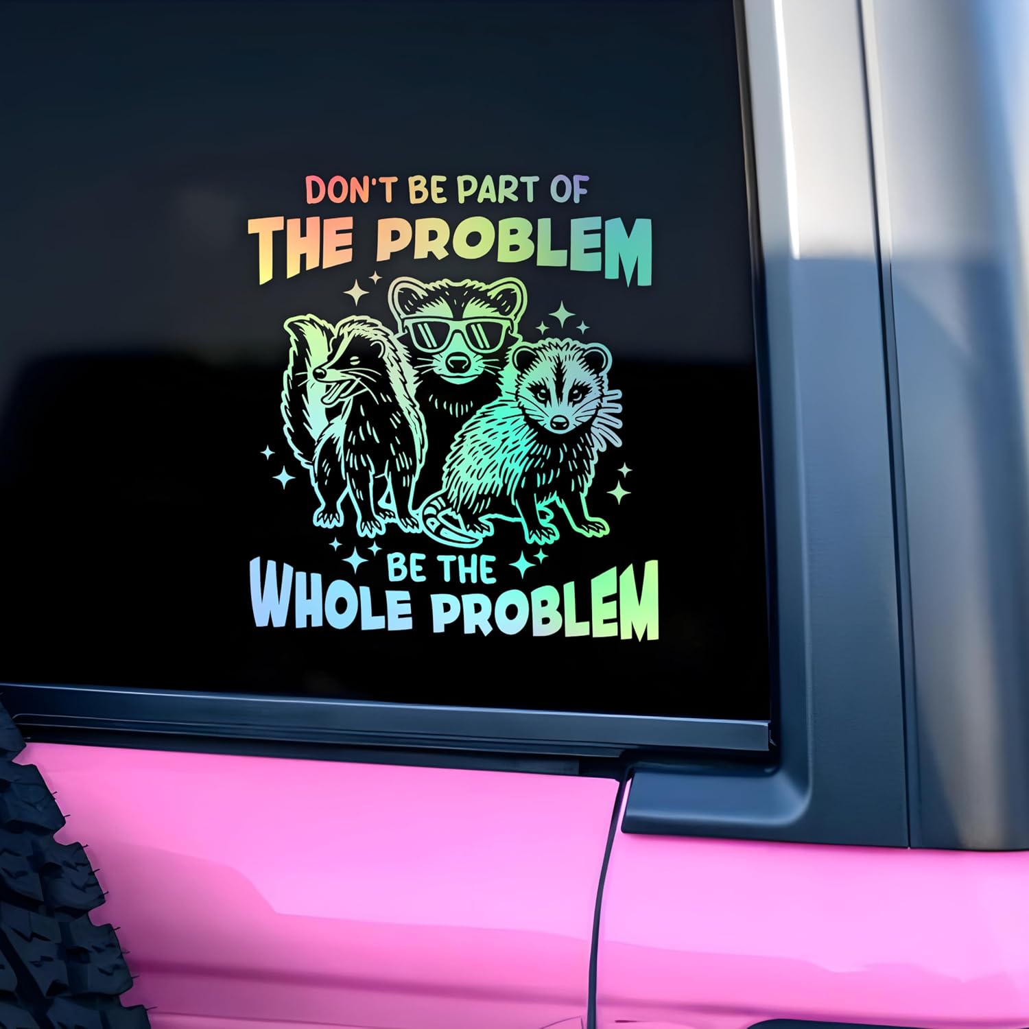 Don't Be Part Of The Problem Car Decal Funny Opossum, Raccoon Cute, Mental Health, Sarcastic Car Window Mirror Decal Accessories Affirmations Vinyl Waterproof 8 Inches Bumper Sticker Gifts for Mom Dad