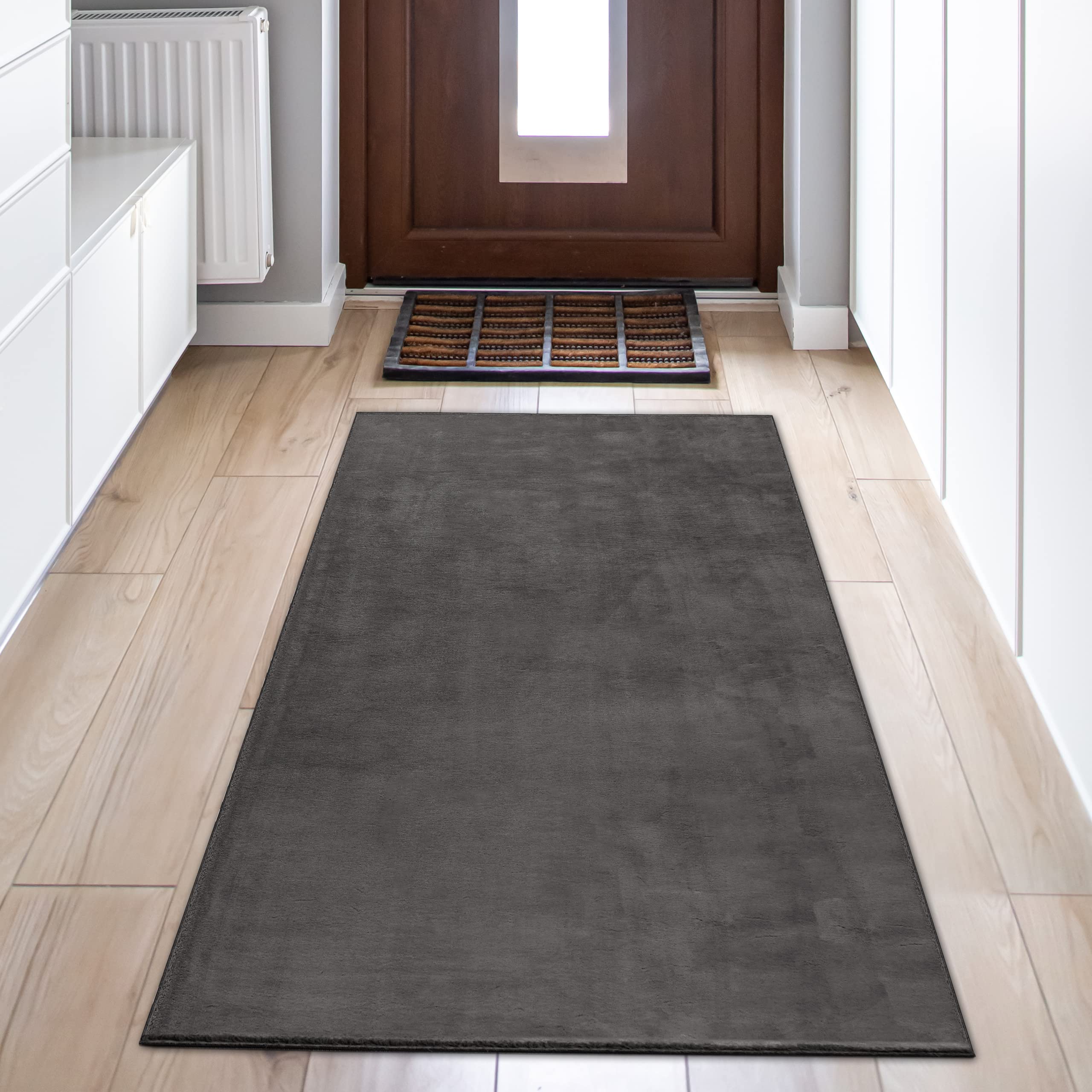 Teppich-Traum Alfombra de Diseño Oscuro por Salón | Suelo Radiante o.k. | en Antracita, 80x150 cm