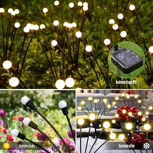 Miniatura 7 de Luces solares de jardín al aire libre, paquete de 4, 32 LED, luz oscilante impermeable, luces solares al aire libre para jardín, camino, patio