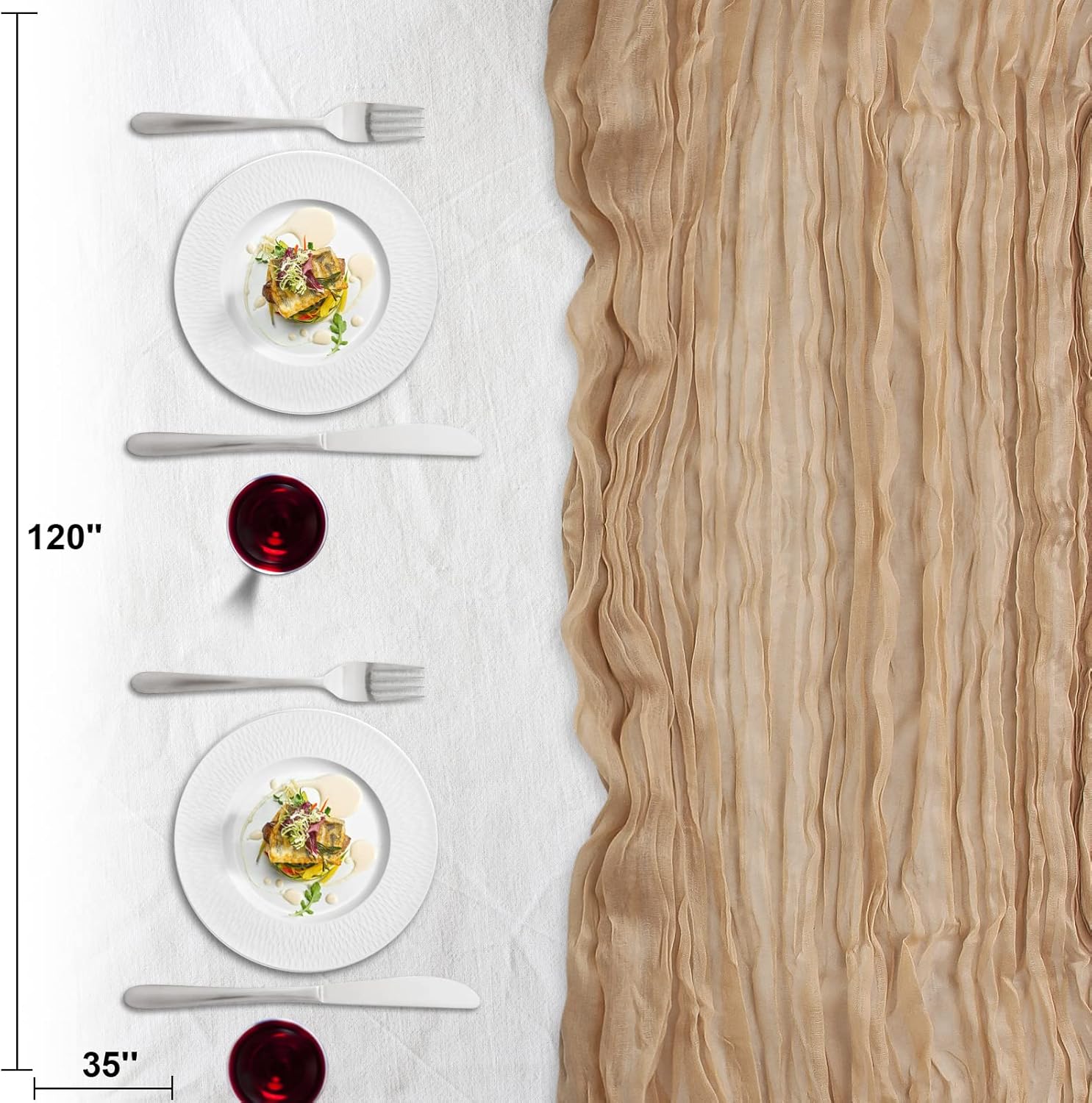 2 Pack Table Runners - RUCKAE Cheesecloth Table Runner 35x120 inch, Gauze Table Runner Cheese Cloth Table Runner for Christmas,Wedding,Bridal Shower,Baby Shower,Bithday Party Table Decorations (Beige) : Home & Kitchen