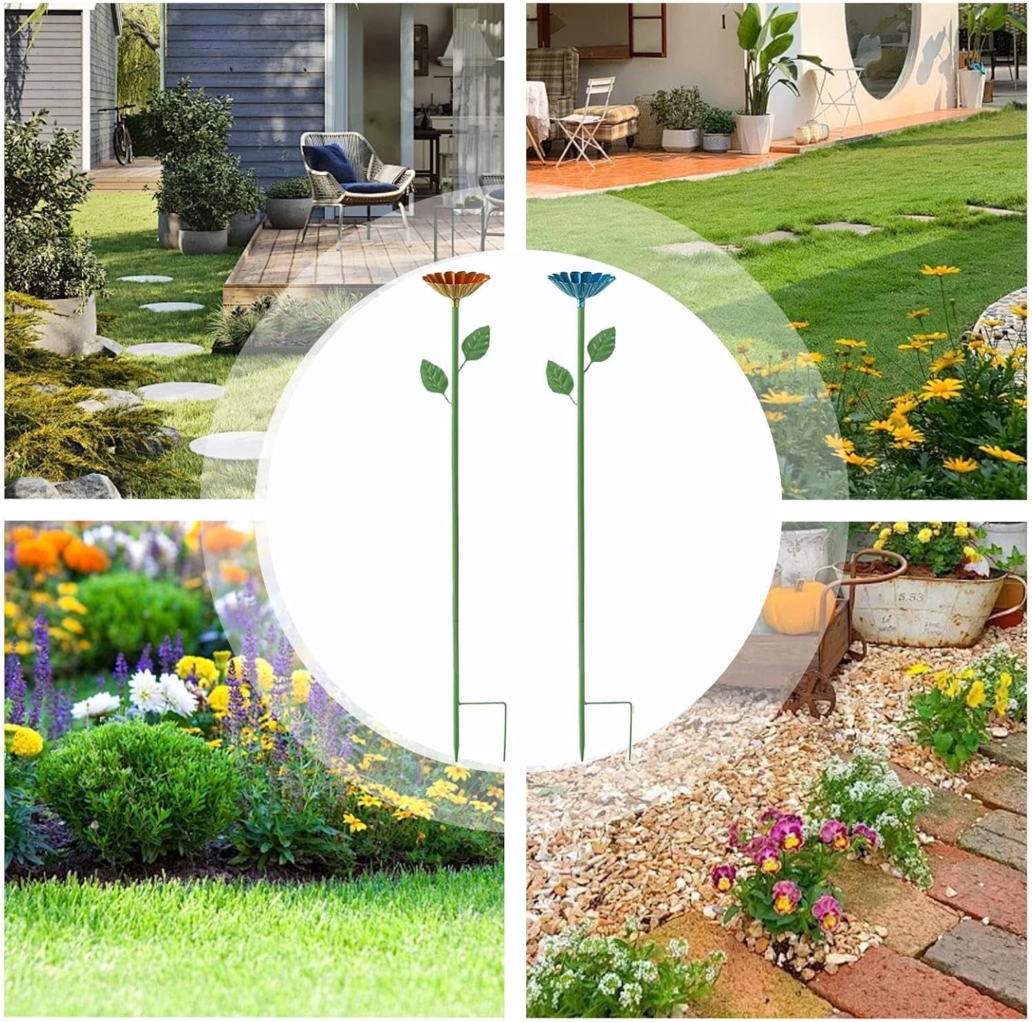 Butterfly Watering Station, Flower Weatherproof Stake - Tall Bee Baths for Garden - for Wild Hummingbird Butterfly Outdoor Yard Patio Pathway Lawn Ground