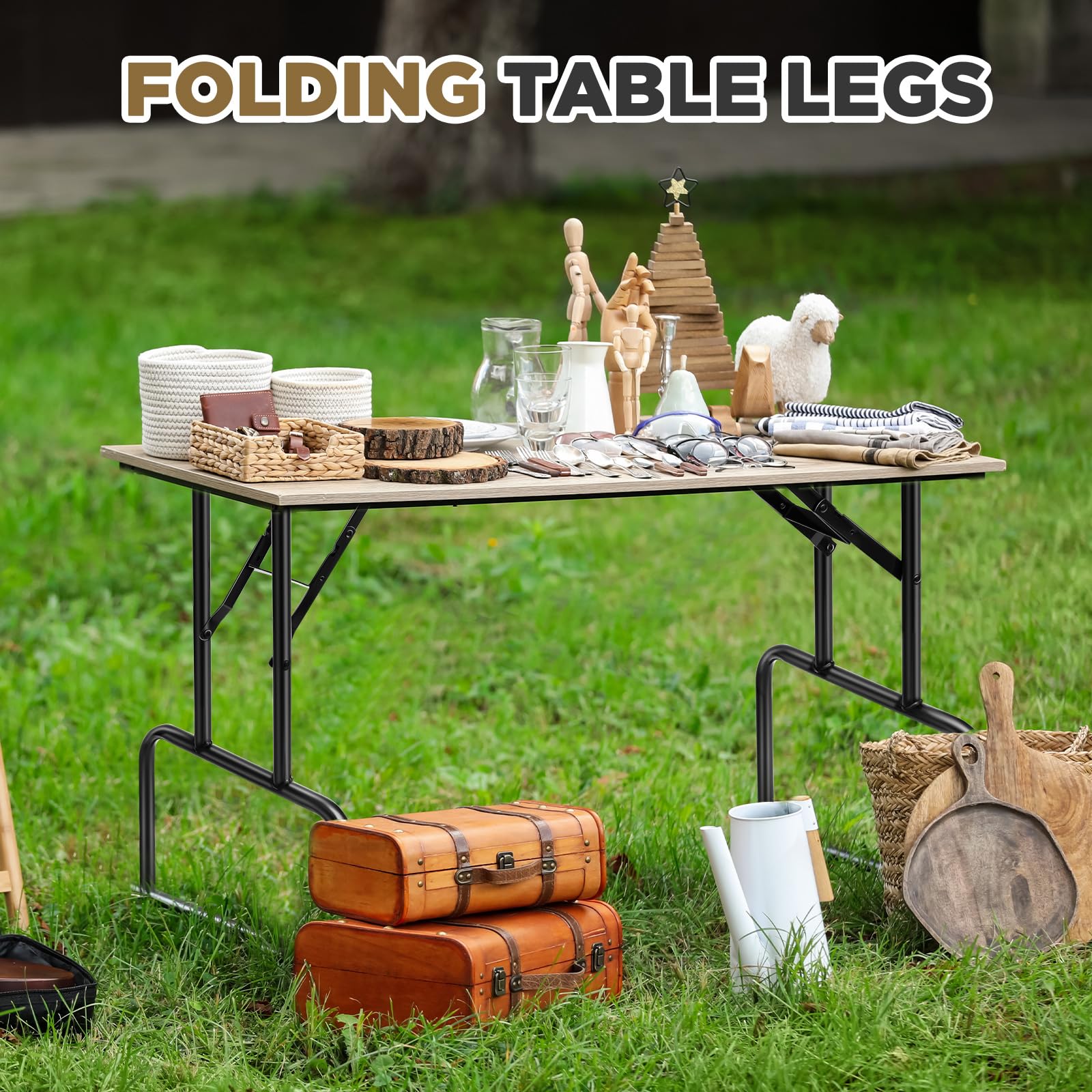 Tandefio Patas de mesa plegables de 28 pulgadas, patas plegables de acero resistente para el hogar, cocina, bricolaje o reparación de escritorios (negro, 2 piezas)