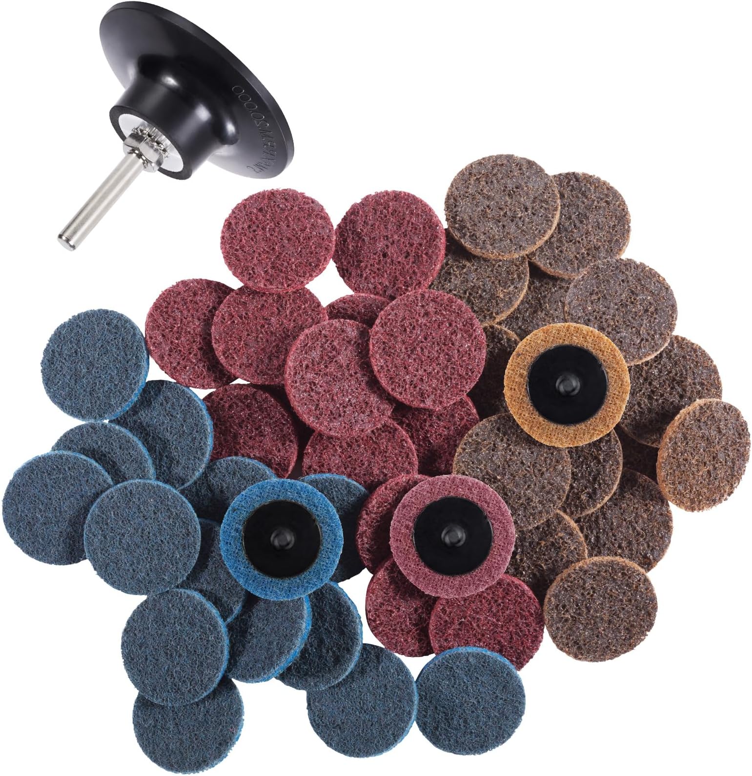 46PCS Roloc Discs 2 Inch Roloc Quick Change Discs 1pcs 1/4'' Holder Surface Conditioning Discs Fine Medium Coarse for Die Grinder Surface Strip Grind Polish Burr Finish Rust Paint Removal