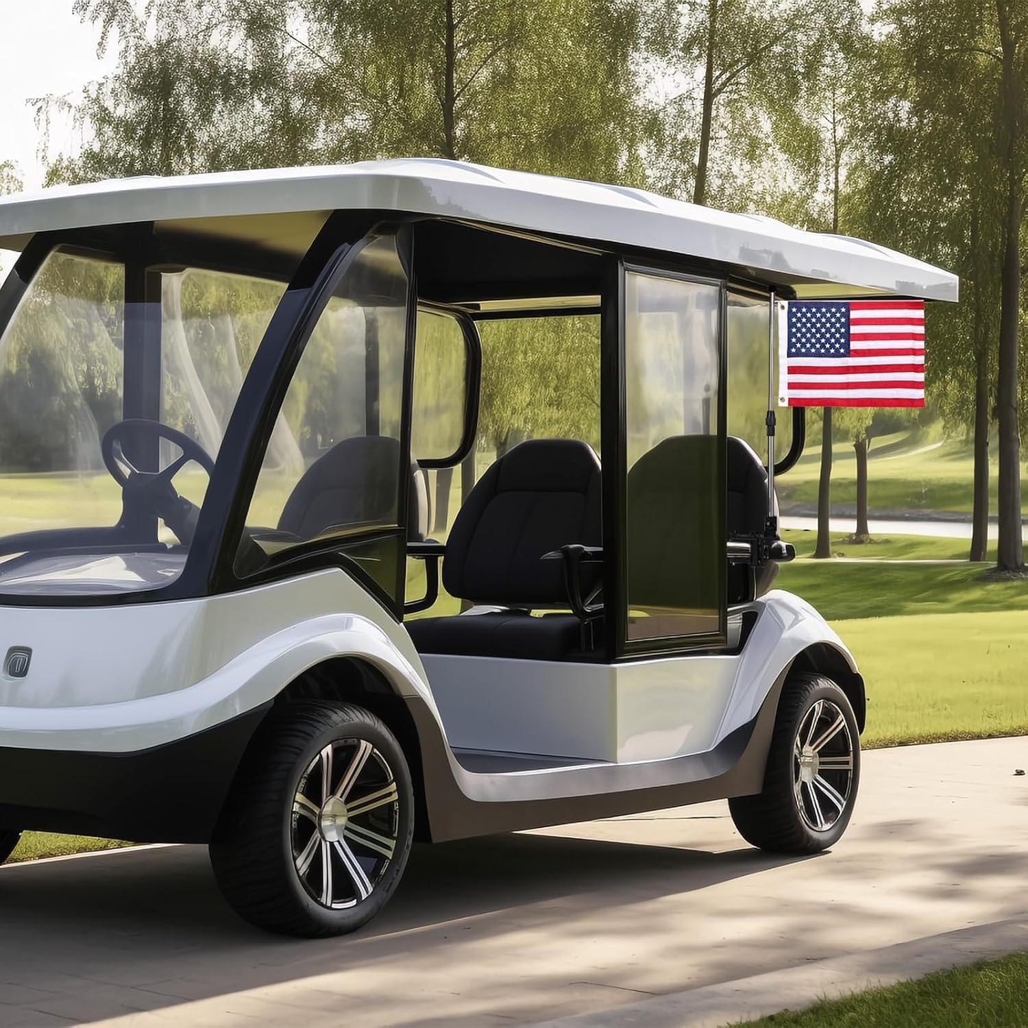 MEGREZ American Flag Pole Kit, 360° Adjustable Pontoon Boat Flag Mount, 30in US Flag Holder for Boats, Buggy, and Golf Cart - Image 7