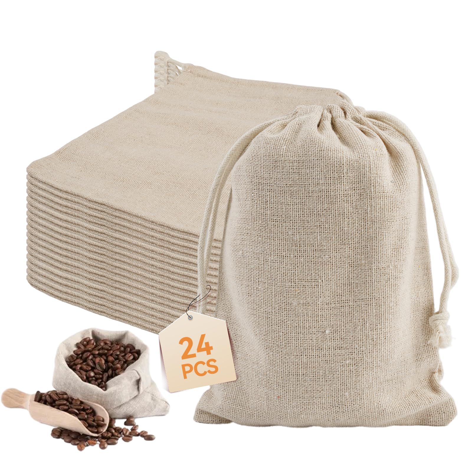 24 Pieces Small Drawstring Hessian Bags, Burlap Storage Wrap Gift Bags