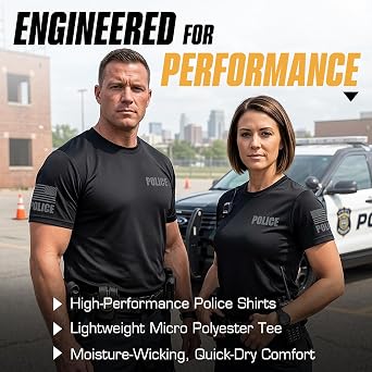 Police Utility Shirt for Men Breathable Quick Dry Tactical Tee, Security Shirt, Lightweight Police Apparel, by 13Fifty