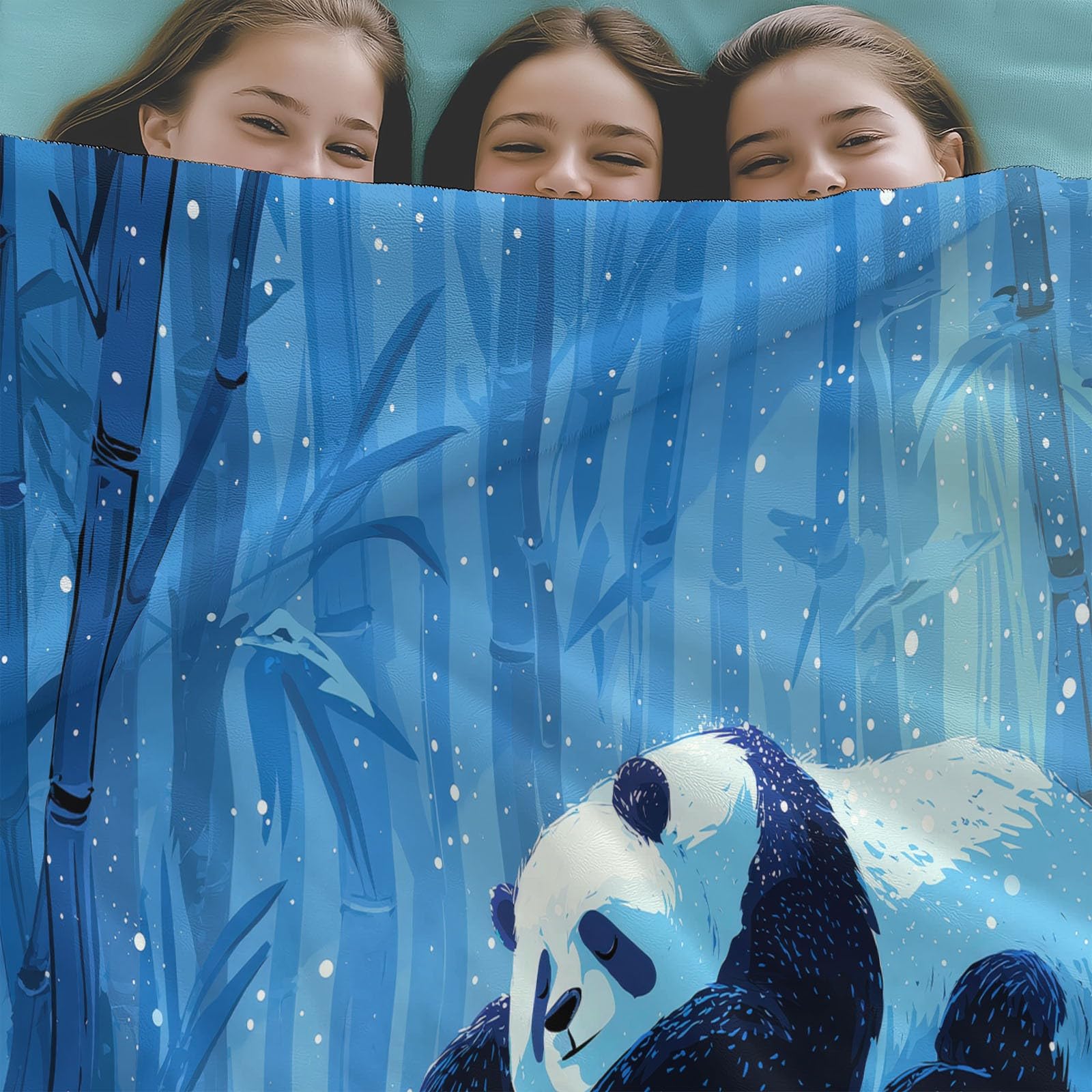 Plaid Couverture Polaire Dessin Animé Animal Panda Bambou 220x240 cm Plaid Lit Jete de Canape Flanelle, Couverture Cadeau Doux Chaud et Duveteuse, pour Toutes Les Saisons