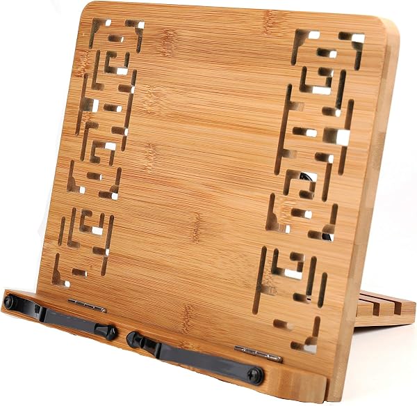 Lawei Bamboo Cookbook Holder with Elegant Pattern