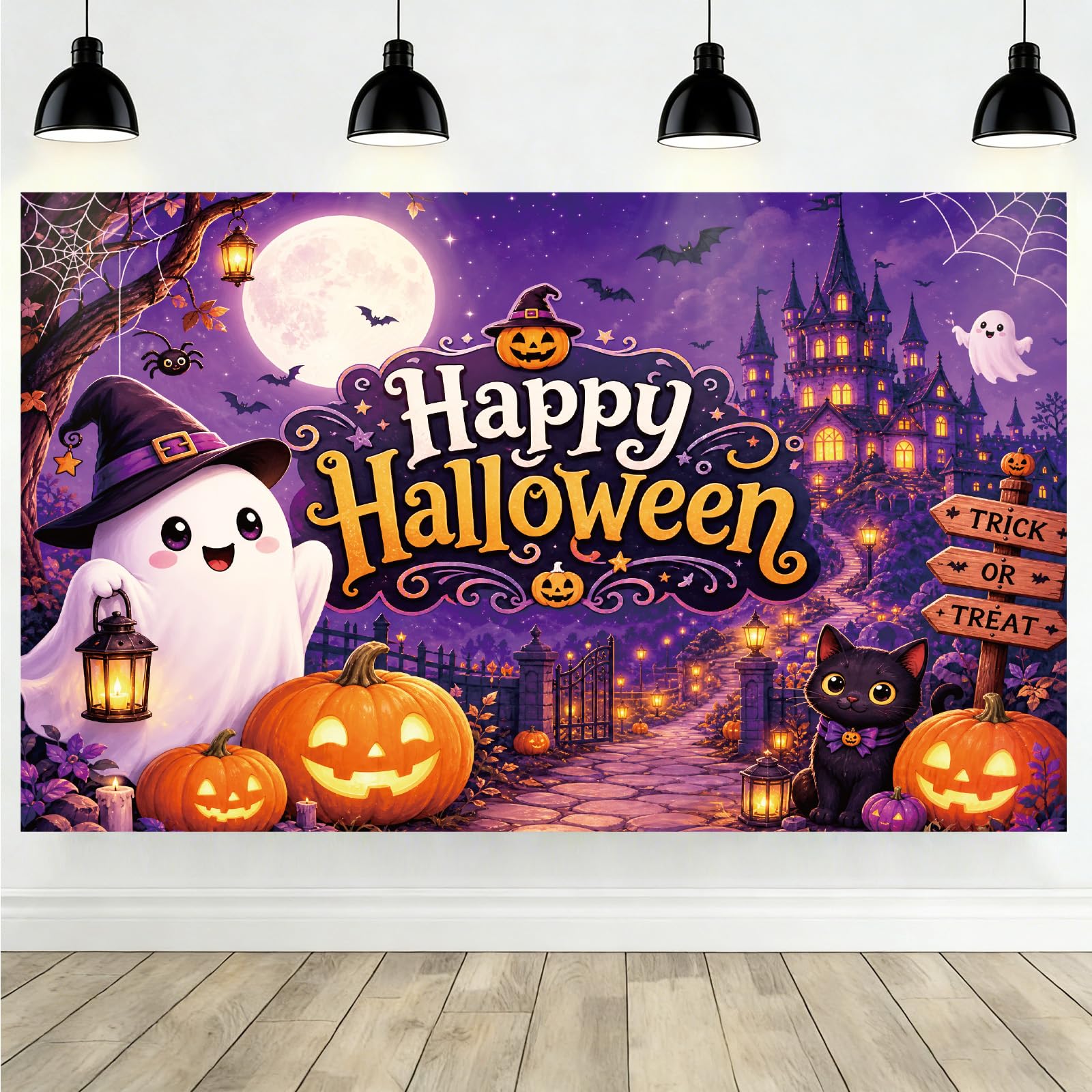 Big Happy Halloween Photo Backdrop - Trick Or Treat Photo Background 7x5ft