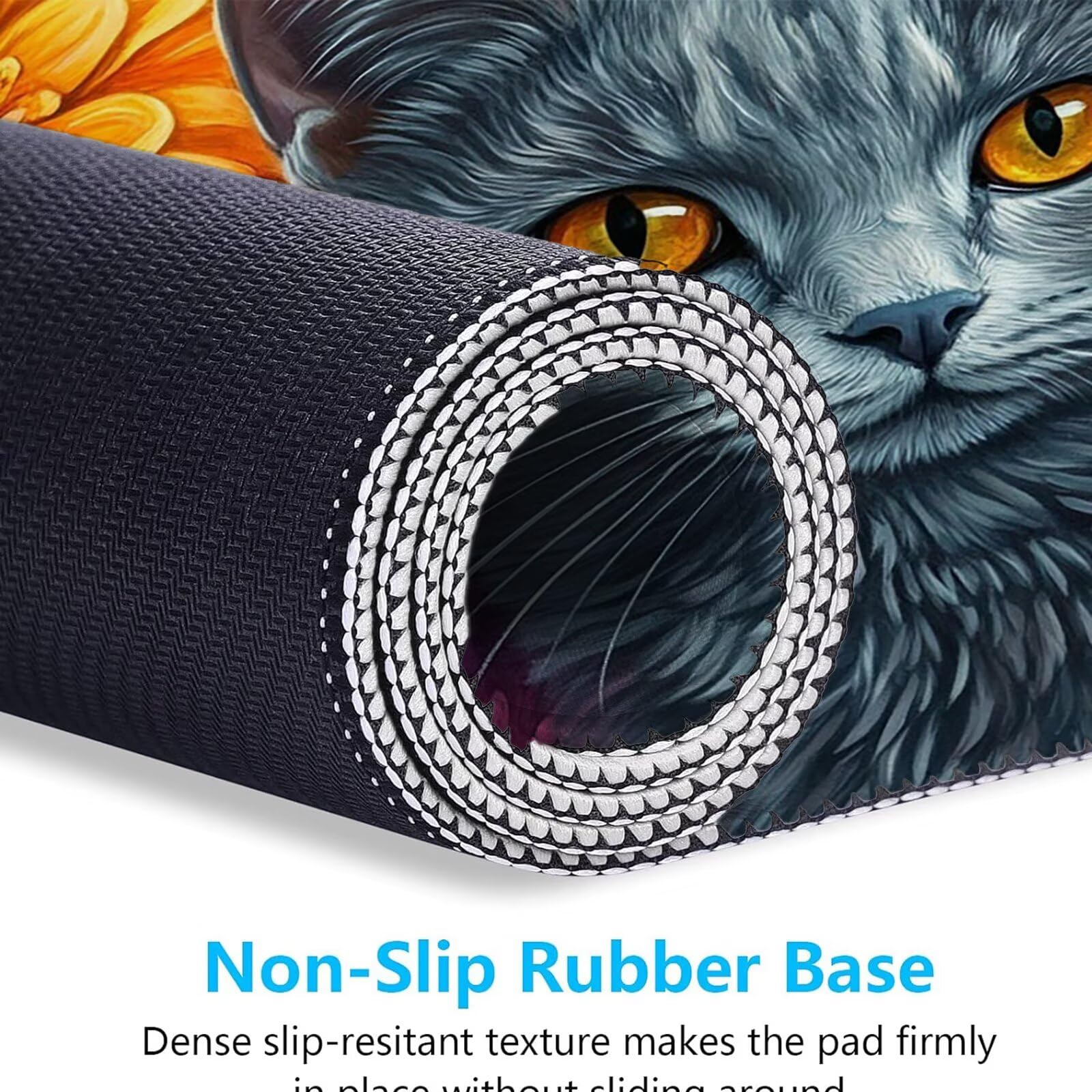 Tapis de Souris 1200x600mm Tapis Souris Gamer, Mousepad de Bureau Ultra Mince Base en Caoutchouc Antidérapante Lavable Vitesse et précision Améliorées pour PC, Ordinateur, Travail-Fleurs Chat C0P-807