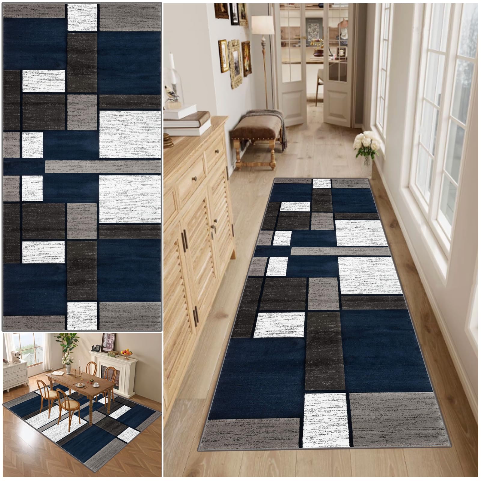 Bieżnik w stylu vintage, do przedpokoju, można prać w pralce, antypoślizgowy dywan wejściowy, 90 x 180 cm, idealny do kuchni, pralni, sypialni i salonu