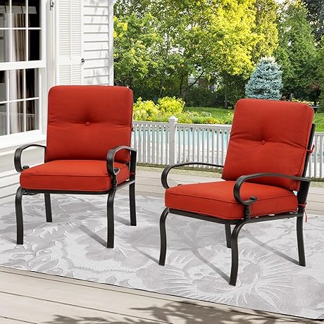Oakmont Outdoor Furniture: Red Bistro Chairs for a Stylish Patio Oasis