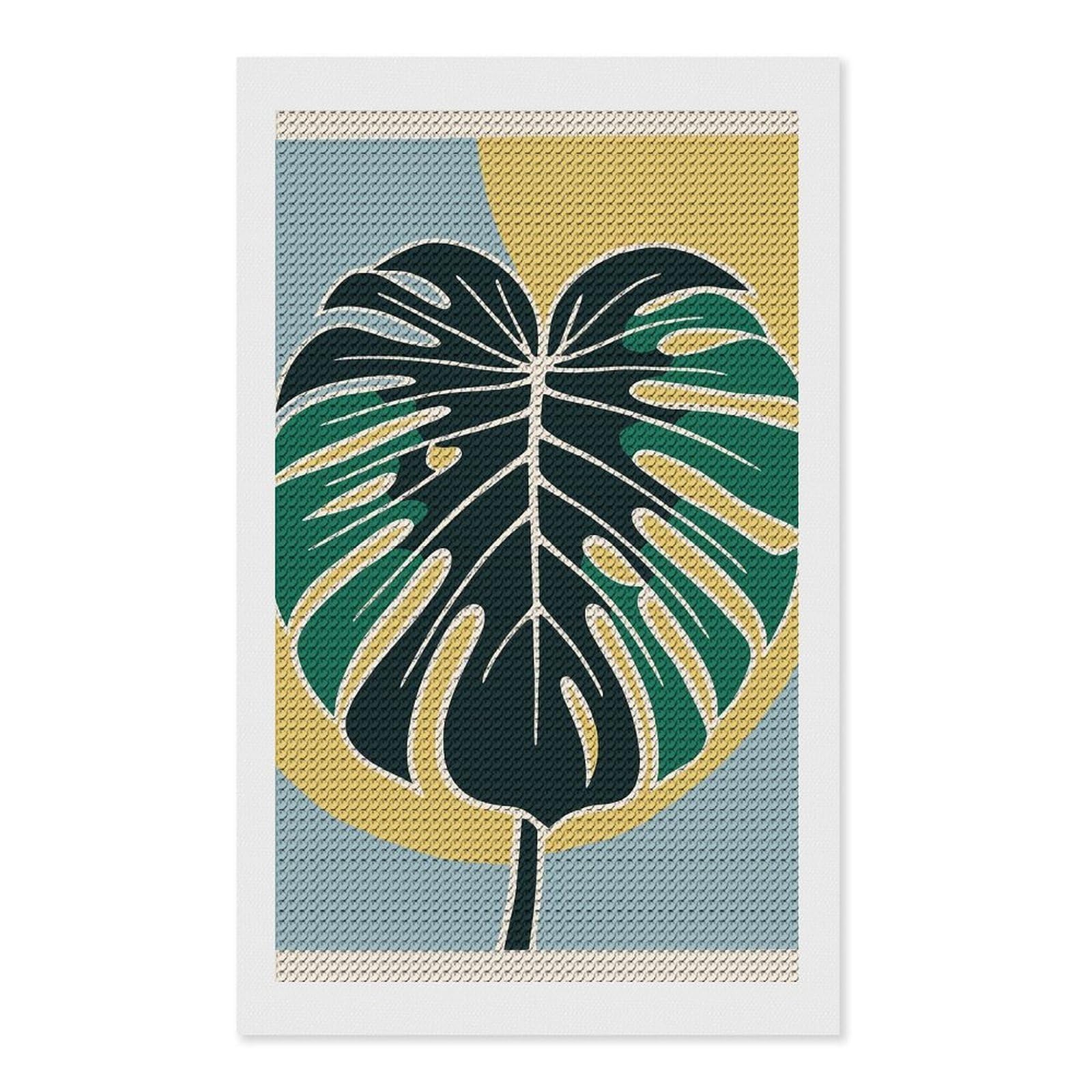 Junmoney Monstera Leaf Print Diamond Art Kit 12"x20", Modern Decor, Farmhouse Decor, Home Wall Art, Festive Craft Gift, Handmade Wall Decor