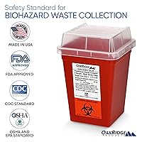 Vista 5 de OakRidge Products Bote de basura para desechos punzantes y biológicos, de 1 cuarto de galón.