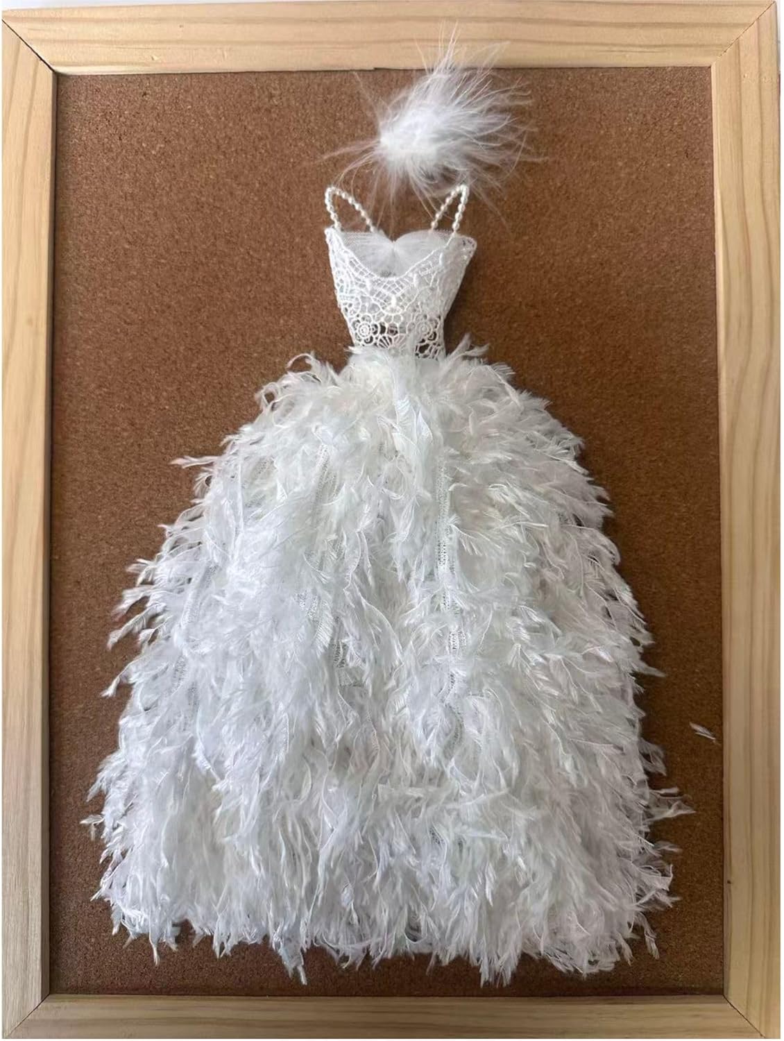Elegant White Feather Dress with Headdress for 11.5-12 Inch Fashion Dolls, 2 Piece Outfit Set for 1/6 BJD Dolls