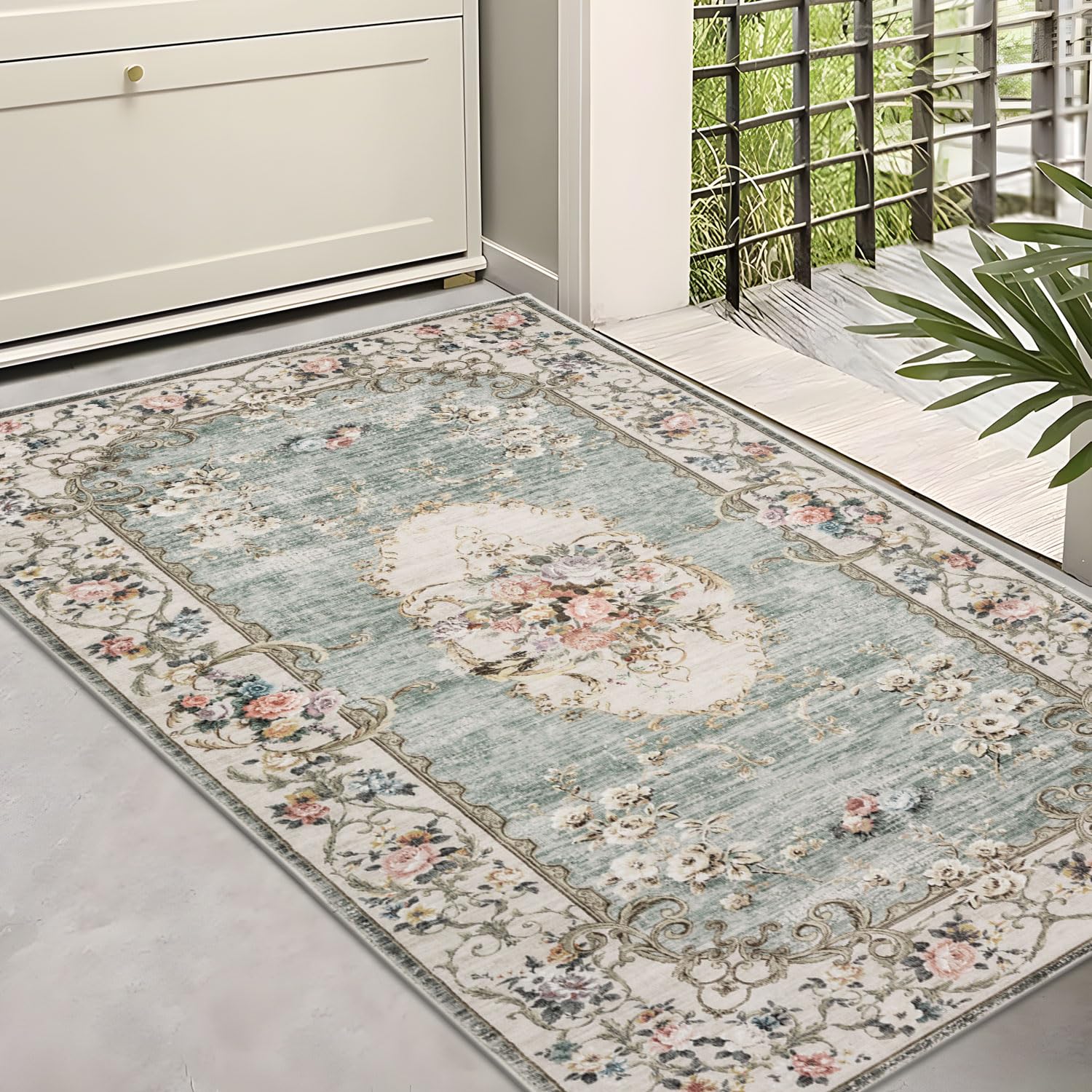 TALETA Alfombra de cocina lavable antideslizante, alfombra de pasillo colorida, alfombra de cocina, alfombra de cama, alfombra de pasillo, cocina, entrada, alfombra verde, 80 x 150 cm