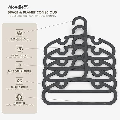 Miniatura 2 de Perchas de plástico reciclado para niños, perchas de plástico resistentes de 13.5 pulgadas para niños grandes, paquete a granel, perchas grandes