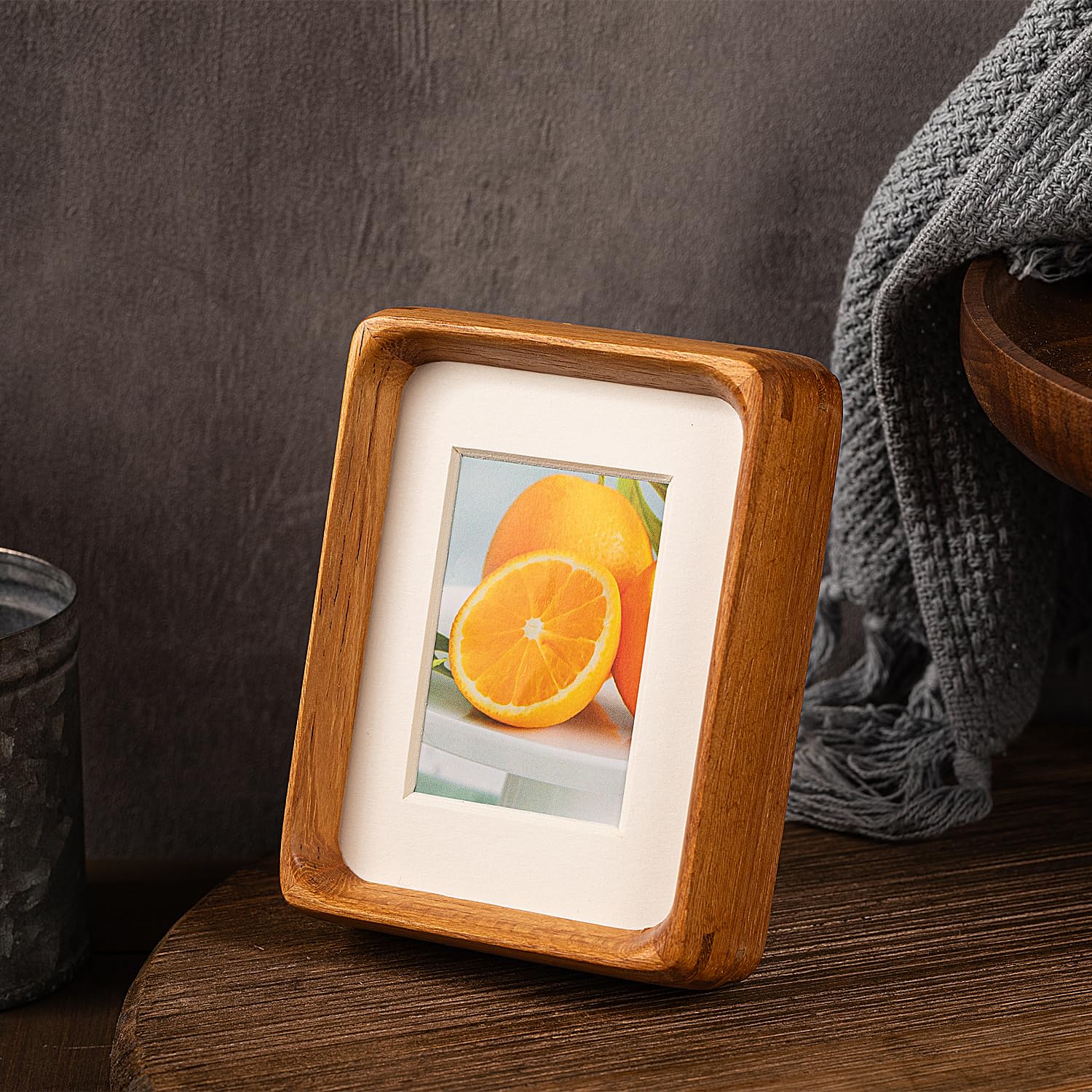 Mini ramka na zdjęcia z naturalnego drewna tekowego, wykwintny, ręcznie wykonany prezent, pasuje do zdjęć 1 x 5 i 5 x 7,6 cm