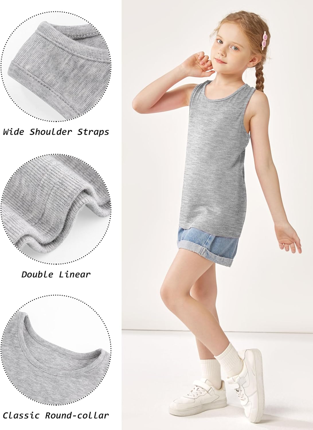 Cooraby 5 Pieces Girls Dance Tank Tops Toddler Racerback Sleeveless Top Girl Undershirts for Ballet Gymnastics 2T-16Years - Image 6