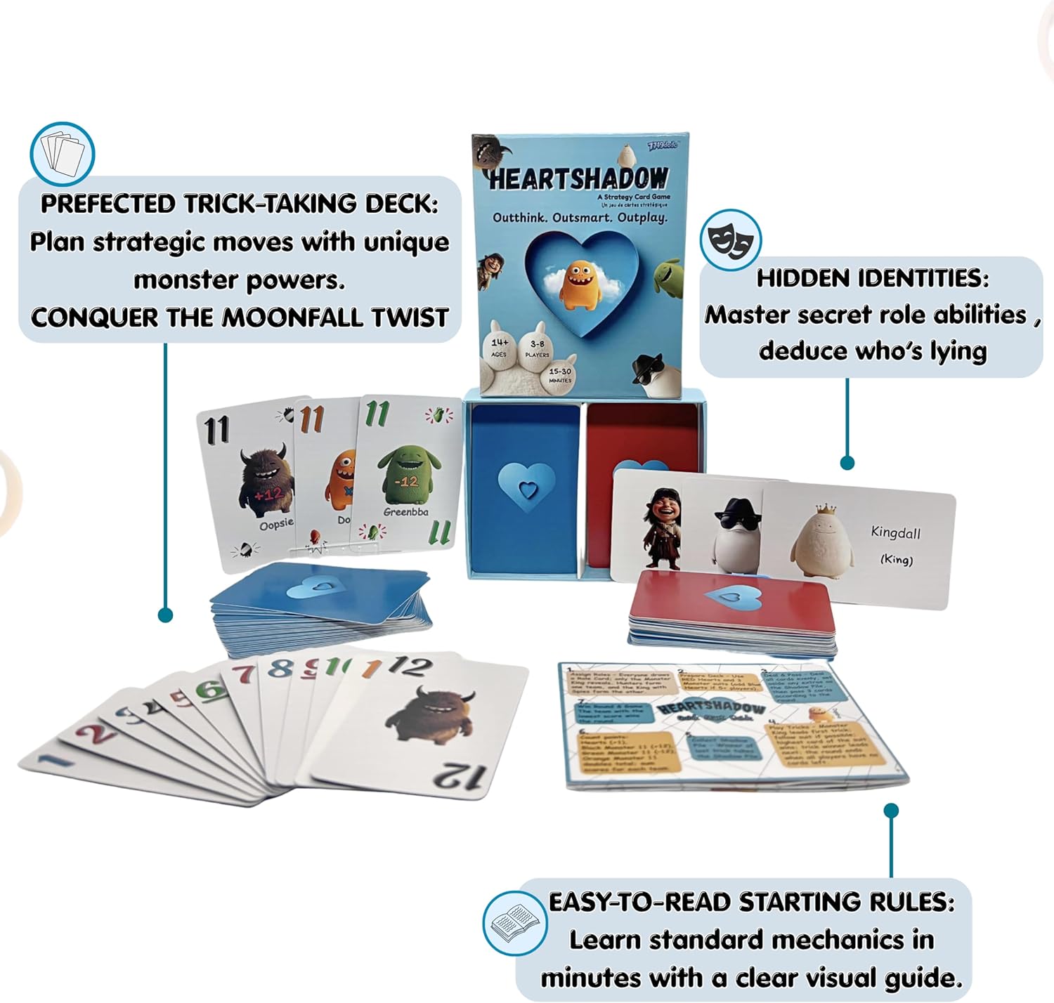 Cunning. Ruthless. -Secret Role Strategy Card Games for Teens & Adults | Fun bluffing,3-8 Players,Ages 14 + |15-30 mins | A dark twist on Hearts | Travel-friendly | Quick-Play Family Party Fun