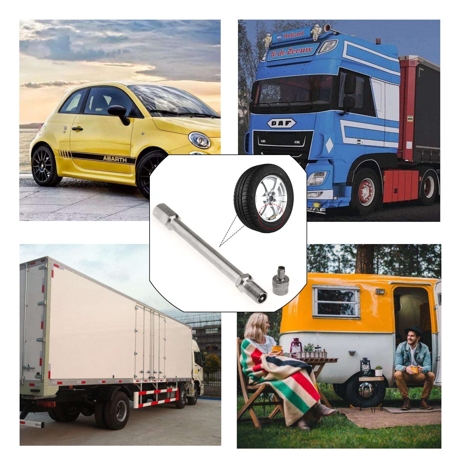 Estensione Della Valvola per Pneumatici Adattatore per Prolunga Valvola Valvola Auto Prolunghe per Valvole di Pneumatico Prolunga Valvola Auto per Auto Camion Ruota per Moto Valvola, 100 mm, 4 Pezzi