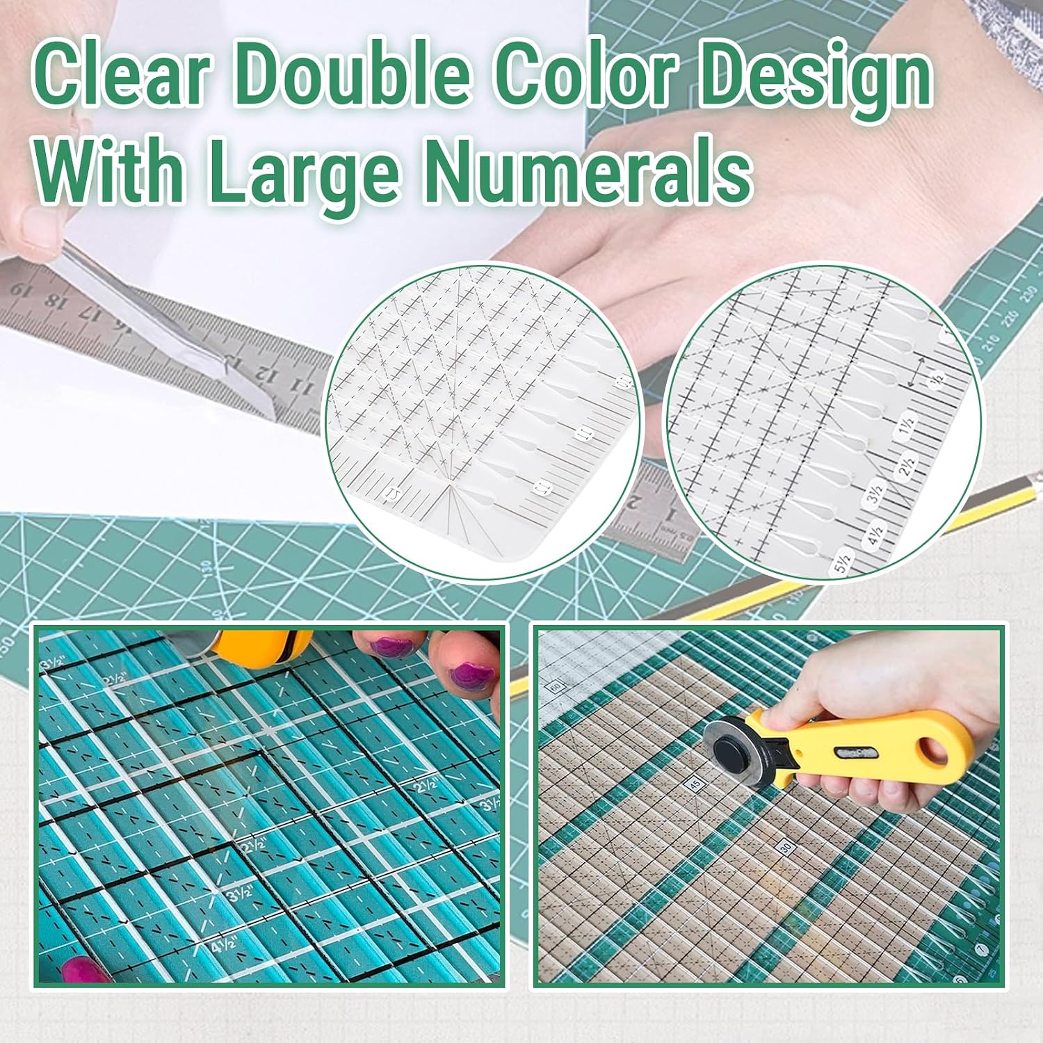 Quilting Rulers,12.5x12.5in Slotted Rulers for Quilting and Sewing Quilt Strip Rulers for Fabric Precise Cutting,Acrylic Transparent Bicolor Line Quilt Strip Ruler