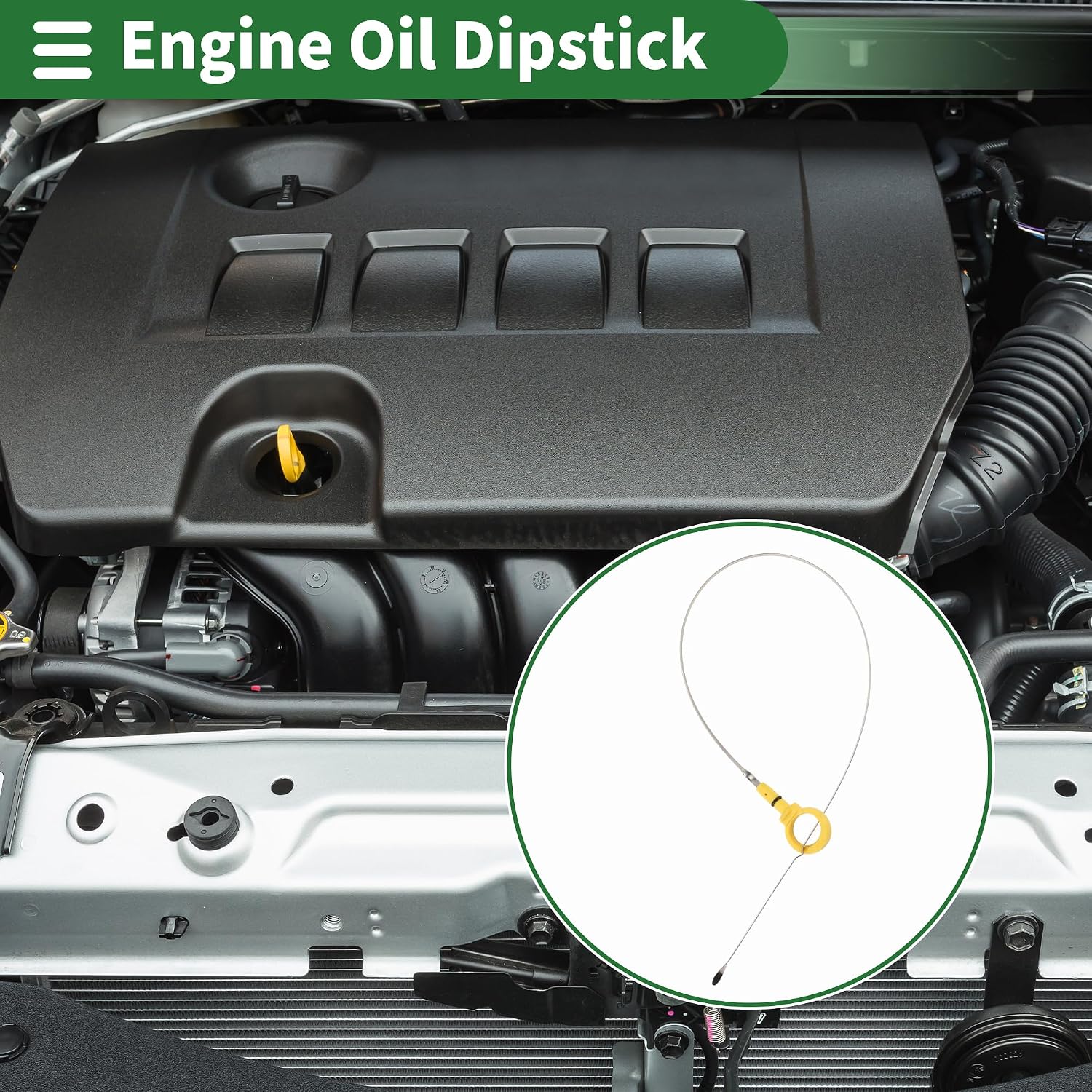 Motoforti Engine Oil Dipstick Oil Level Dip Stick Double Hole Indicator for Dodge Challenger with 5.7l Hemi 2009-2019 Plastic No.4792872AE Yellow