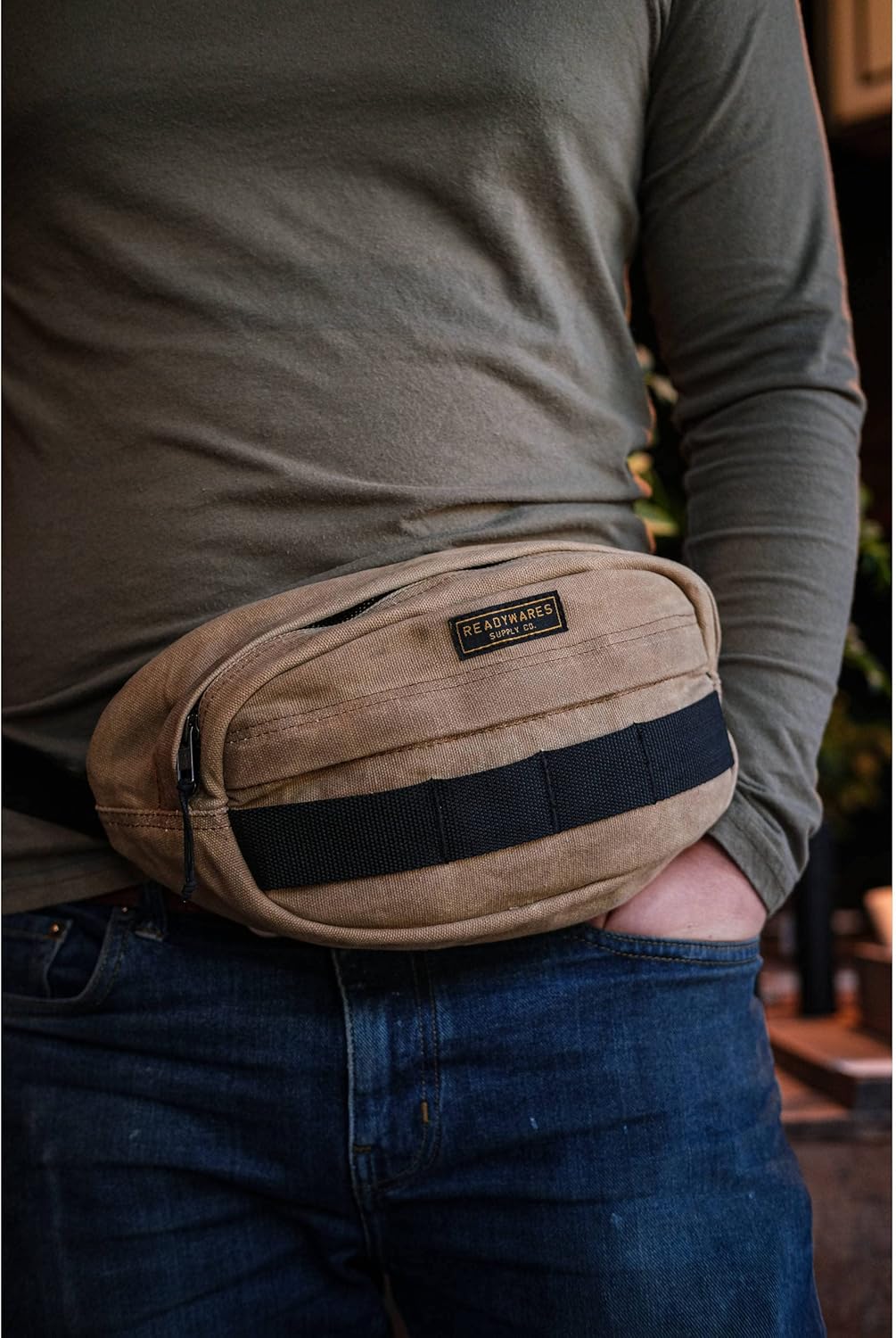 Readywares Waxed Canvas Sling, Large Fanny Pack, Outdoor Sport Hiking Travel Belt Bag, Waist Bag for Men, Large Fanny Packs for Women, Fanny Pack for Men