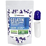 XPRS Nutra Size 4 Empty Capsules - 500 Count Small Empty Gelatin Capsules - Pills DIY Capsule Filling - Fillable Pure Bovine Pill Gel Caps for Do-It-Yourself Supplements (Purple/White)