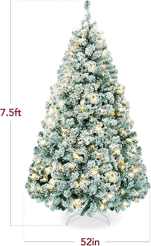 Miniatura 100 de Best Choice Products Árbol de Navidad rosa preiluminado de 6 pies, abeto completo con nieve artificial, decoración navideña con 250 luces, 928