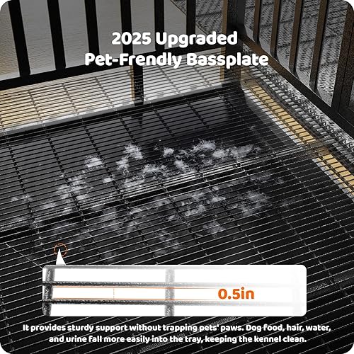Miniatura 4 de Jaula para perros de 48 pulgadas, perrera indestructible a prueba de escapes para perros grandes de alta ansiedad, jaula de metal de acero al