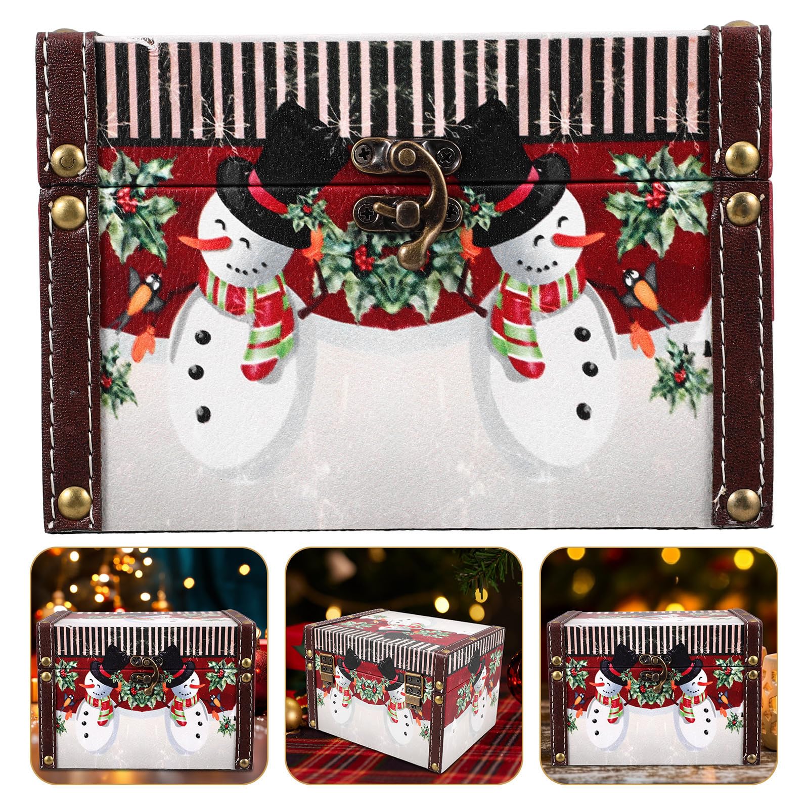 Toyvian 3 Stück Weihnachts Holzkiste im Vintage Stil für Schmuck und