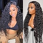 SNJON 13x6 Lace Front Wig, 180% Density Water Wave, Full and Thick, 100% Unprocessed Brazilian Virgin Human Hair, Soft and Natural, Healthy and Vibrant, Comfortable Against Skin