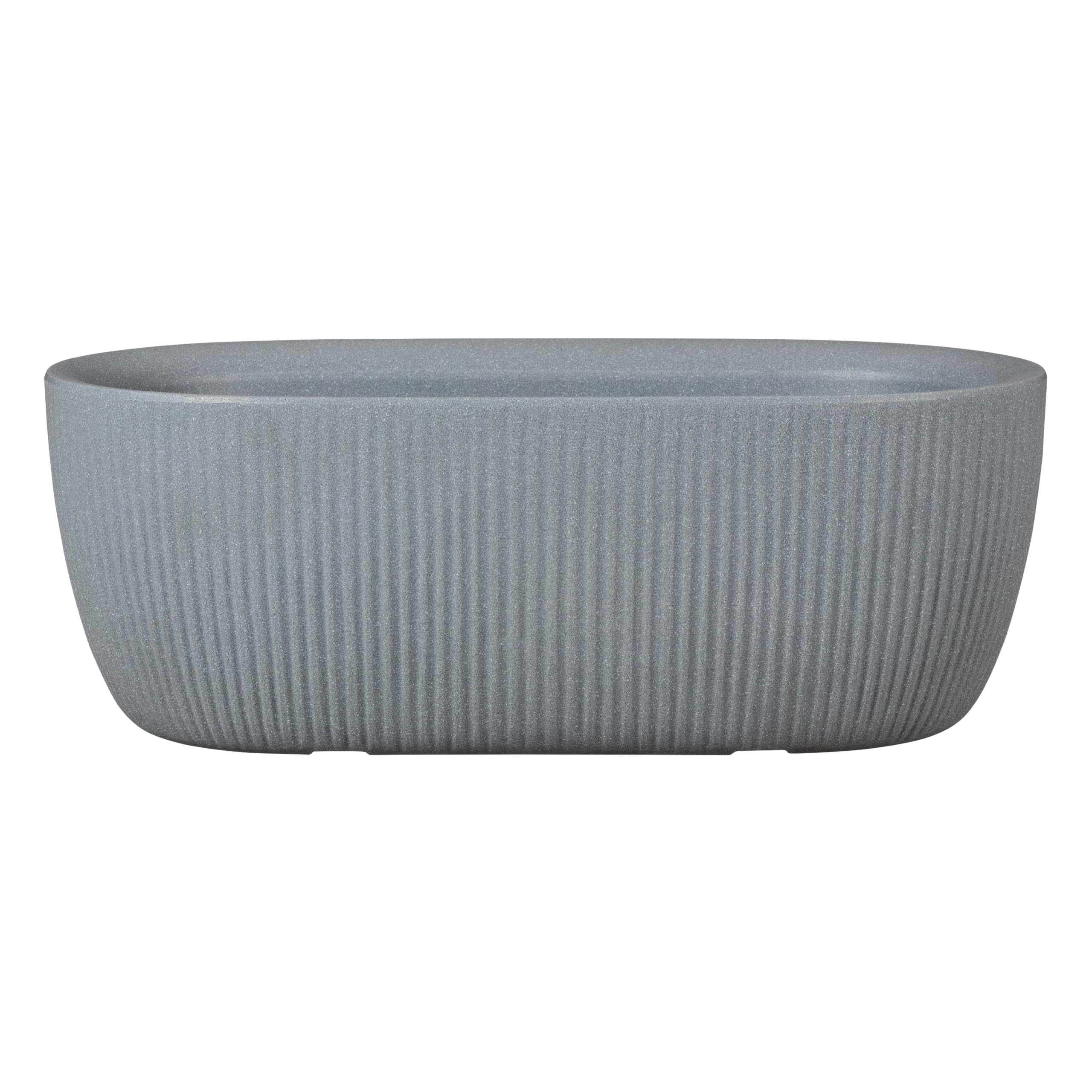 Scheurich Linetto Oval Bowl, Pflanzgefäß/Blumentopf/Pflanzkübel, rund, Farbe: Stony Grey, hergestellt mit recyceltem Kunststoff, 10 Jahre Garantie, für den Außenbereich