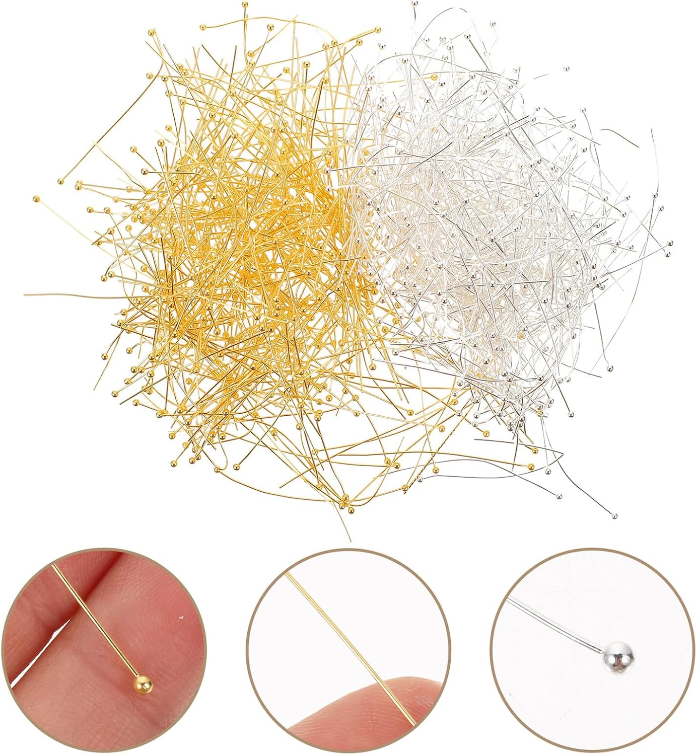 1 Box Stainless Steel Round Ball Head Pins for DIY Jewelry Making Lightweight Metal Pins for Earrings Bracelets Necklaces Pendants Craft Supplies
