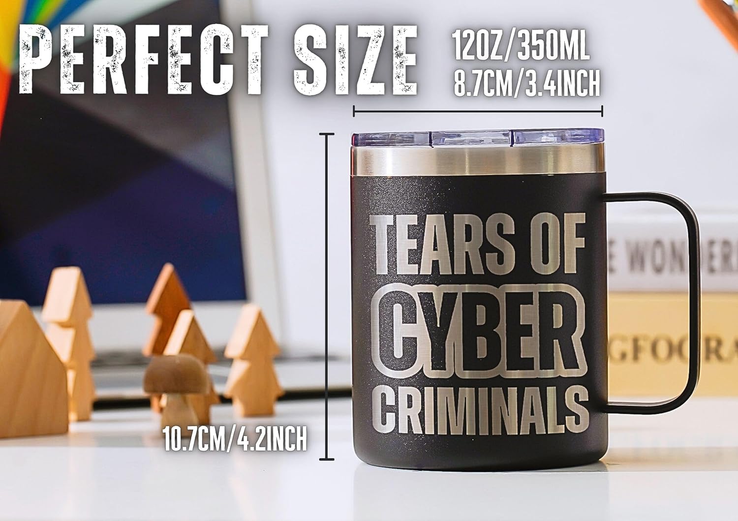 Onebttl Cybersecurity Gifts, 12oz Stainless Steel Insulated Coffee Mug, Cyber Security Expert Gift, Programmer Gift for Men, Tear of the Cyber Criminal : Home Kitchen Onebttl Cybersecurity Gifts, 12oz Stainless Steel Insulated Coffee Mug, Cyber Security Expert Gift, Programmer Gift for Men, Tear of the Cyber Criminal : Home Kitchen