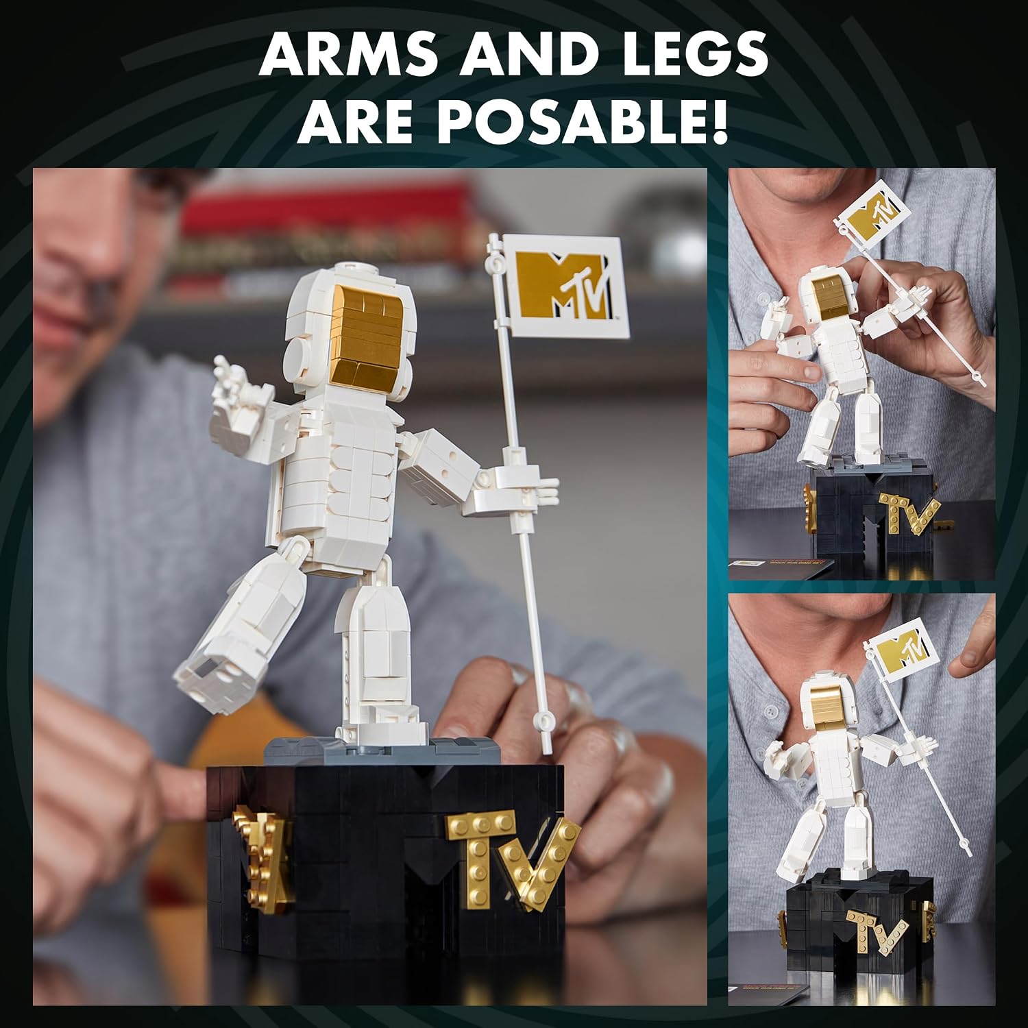 Brickcraft MTV Moon Person Building Set (510 Pieces) – MTV Trophy Collectible, Display Model Officially Licensed Construction Kit – Great Christmas for Music Fans & Builders