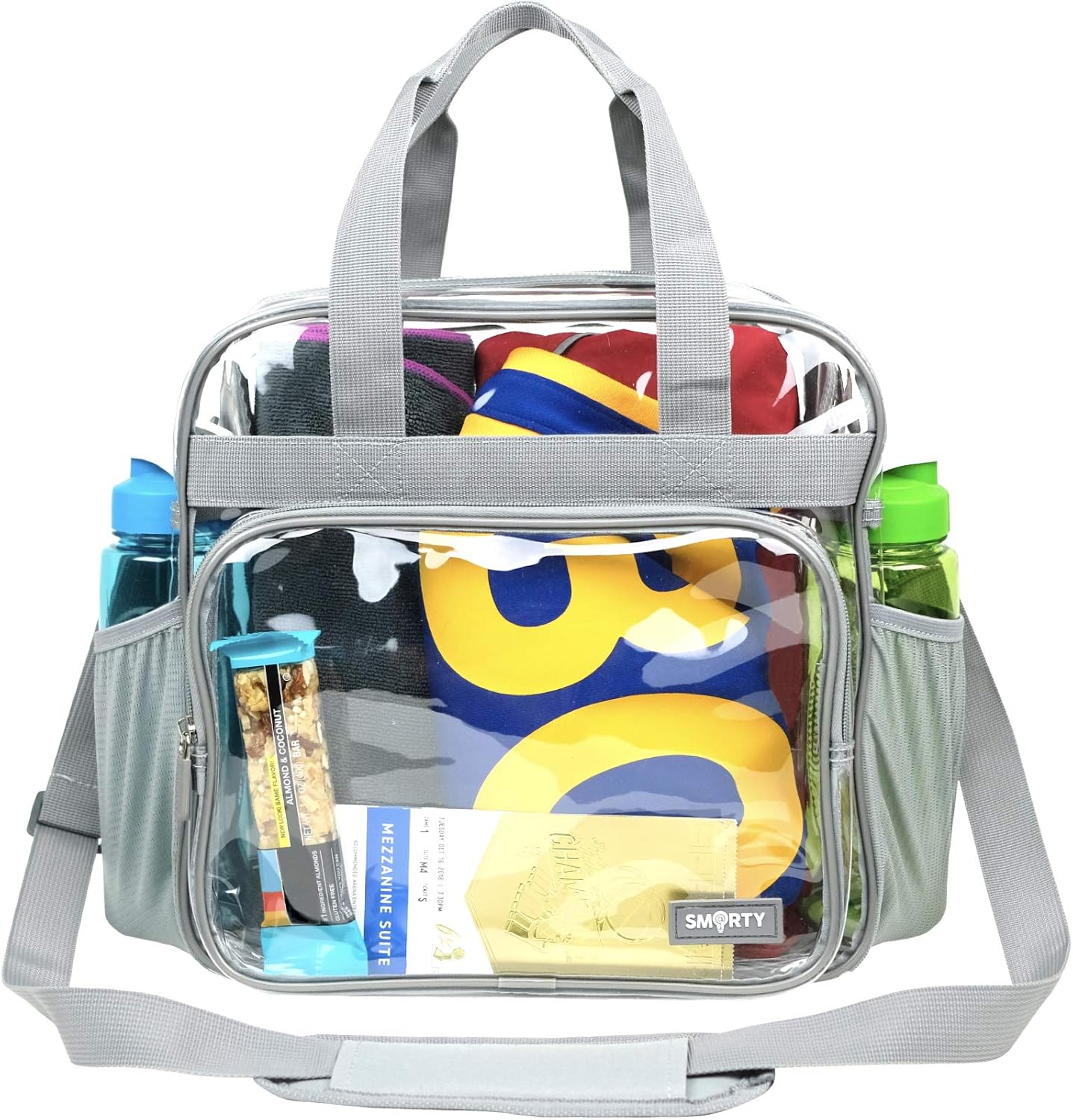 Heavy Duty Clear Stadium Approved Bag Diaper Shoulder Tote Durable Crossbody Football Basketball Baseball Games Golf Events Concerts Lunch Travel Makeup Cosmetic Box (Silver Gray, 12 x 6 x 12)