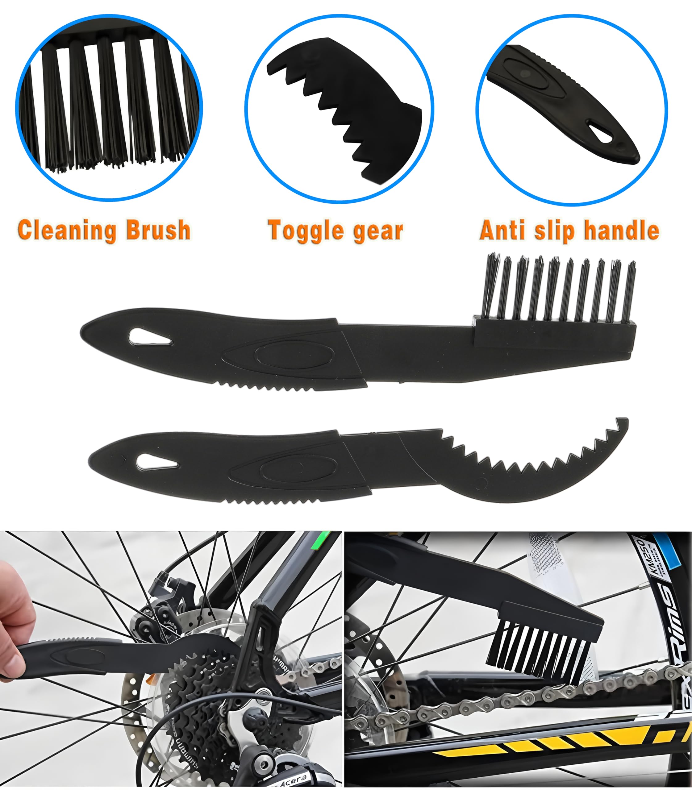 Kit di 4 dispositivi per la pulizia della catena della bicicletta Pulitore per catena della bicicletta Pulitore per catena della bicicletta Spazzola per catena Spazzola