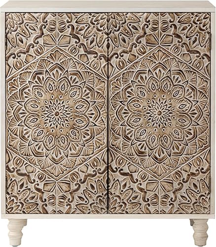 Miniatura 7 de HOMPUS Accent Cabinet with Pattern Doors and Shelf Wood Grain Rustic Buffet Sideboard Coffee Bar Storage Cabinet for Living Room Kitchen Bedroom