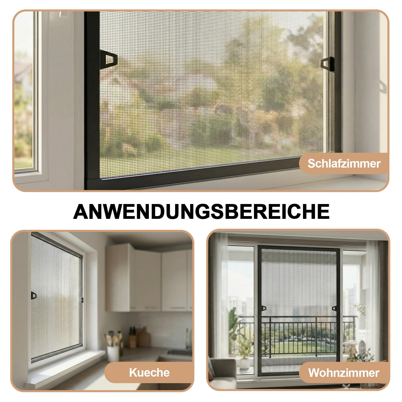 Huracan Fliegengitter Fenster mit Rahmen 120x140 cm, Insektenschutz Fenster ohne Bohren, Mückenschutz Individuell kürzbar, Fliegenschutzgitter mit Fiberglasgewebe, Aluminium Fliegennetz, Anthrazit