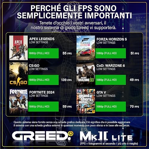 Greed®Mk2 Lite - 4K High End Gaming PC Raytracing – AMD Ryzen 5 4600G + Radeon Vega 7 – computer RGB ultra veloce + desktop da 4,2 GHz – 16 GB DDR4 RAM – 512GB SSD – WLAN + W11 Pro - 7