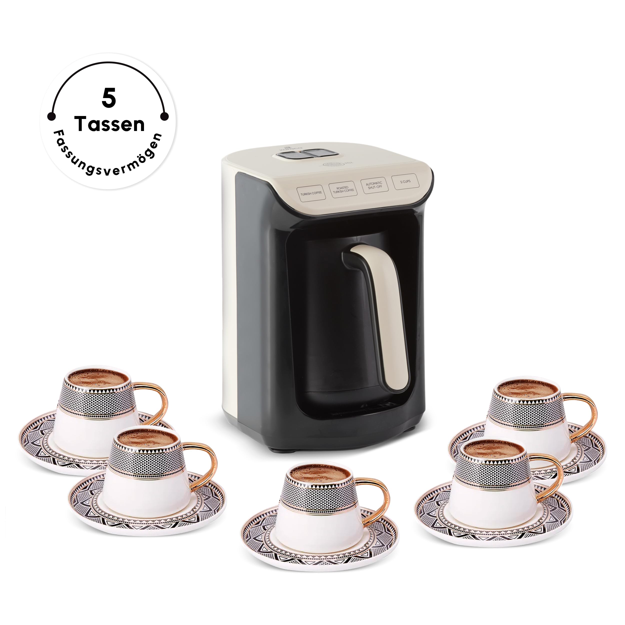 KARACA Hatır Roast Türkische Kaffeemaschine 5 Tassen 535W Creme