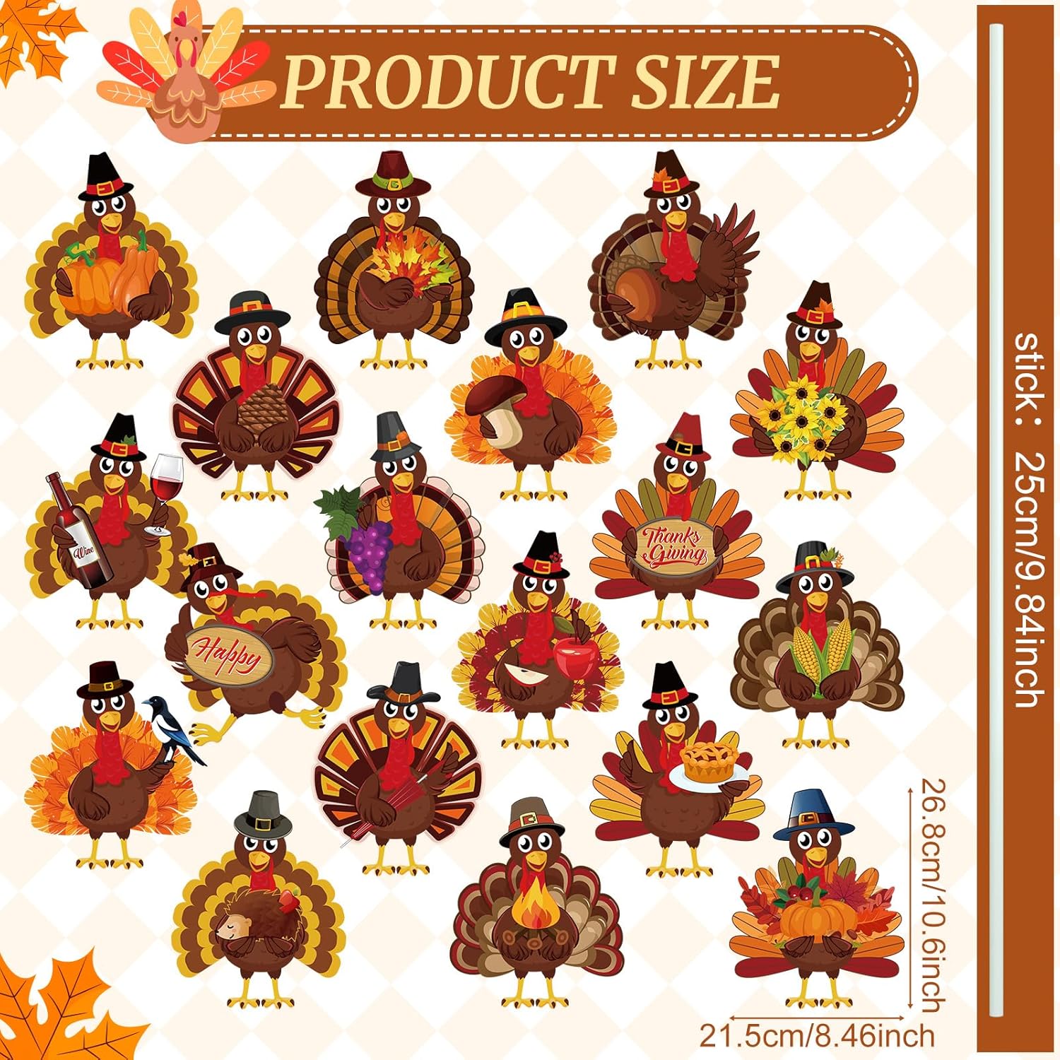Yuntau Large Thanksgiving Yard Signs with Stakes 18 Styles Outdoor Thanksgiving Decorations Autumn Harvest Yard Stakes for Garden Lawn Fall Patio Party Supplies
