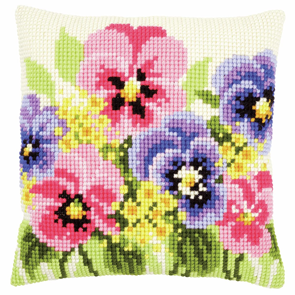 Vervaco Cross Stitch Cushion Kit: Violets, NA, 40 x 40cm