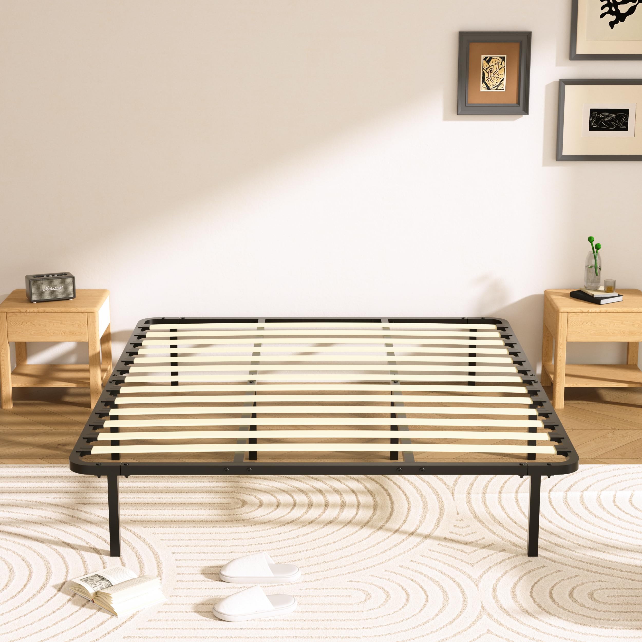 DEWINNER Rete Letto Matrimoniale 140x190cm,Altezza 35 cm,13 Doghe in legno pioppo Ortopedica, Rete singolo con 8 Piedi,Montaggio Rapido e Facile