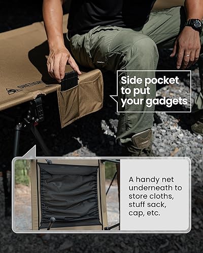 Miniatura 4 de ONETIGRIS SUPRANUBIS - Catre de campamento, altura ajustable con extensores de patas de cuna, soporte fuerte de 330 libras, cama plegable ligera y