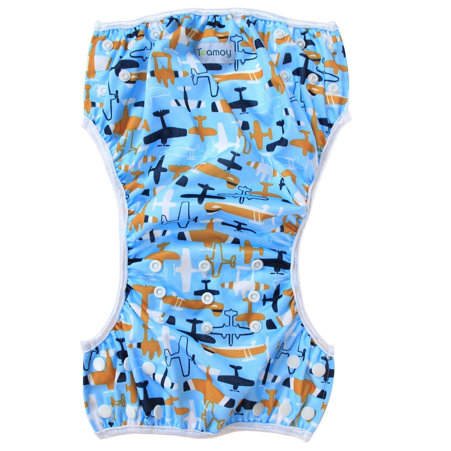 Teamoy (2 Paquets) Couches de Bain Lavables pour Bébé Jusqu’à 3 ans, Maillot de Bain Ajustable pour Garçons et Filles, Avion + Sourire