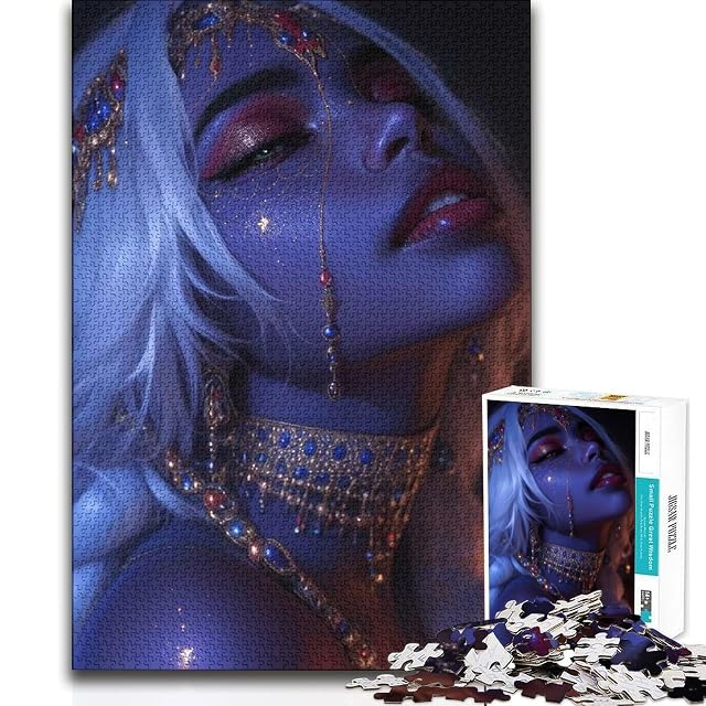 Foto 2 de 5 de Rompecabezas para Adultos 1000 Piezas Mujer de Piel Azul con Joyas Desafío de Inteligencia Juguetes adictivos…